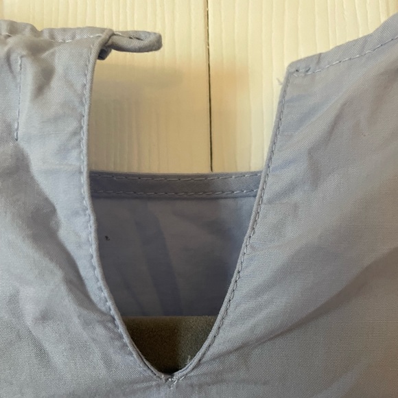 Zara Kids Blue Long Sleeve Tie Blouse with Floral Embroidered Sleeves, Size 7 - Picture 5 of 6